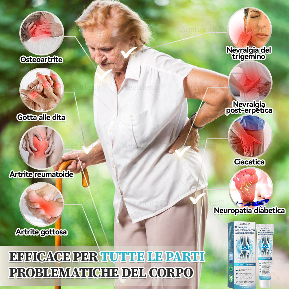 Aeehfeng™ Crema per la riparazione delle articolazioni con acido ialuronico(Trattamento completo per l'artrite, la nevralgia e i dolori muscolari🎄)